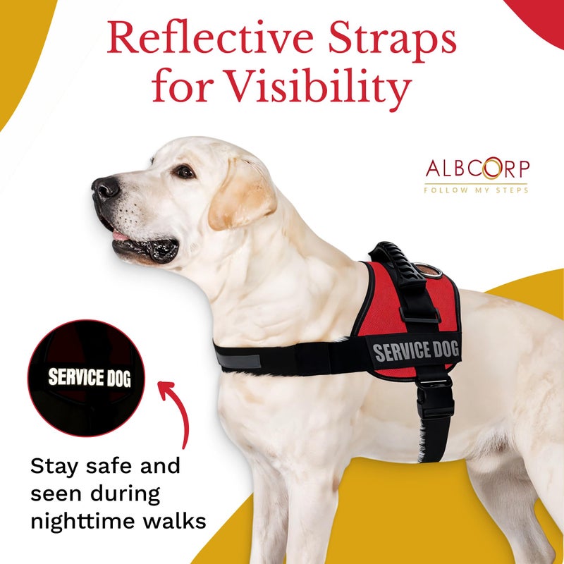 ALBCORP Service Dog Vest Harness â€“ Reflective, No-Pull Harness with Handle & Comfy Mesh Padding â€“ Sizes XXS-XL for Puppies, Small & Large Dogs â€“ 2 Removable Service Patches Included (Medium, Red) - Image 5